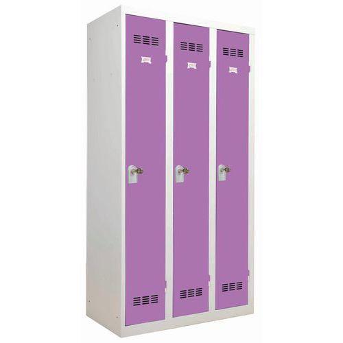 Vestiaire industrie propre - 3 serrures - Gris clair et violet - Dimensions 900x500x1800 mm_0