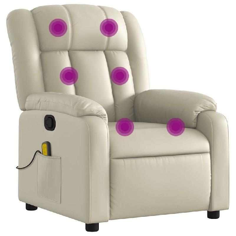 VidaXL Fauteuil inclinable de massage Crème Similicuir Modèle Ovoria - 8721012203211_0