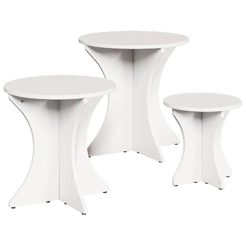 VidaXL Table basse 3 pcs Blanc Modèle Polaris Premium - 873569_0