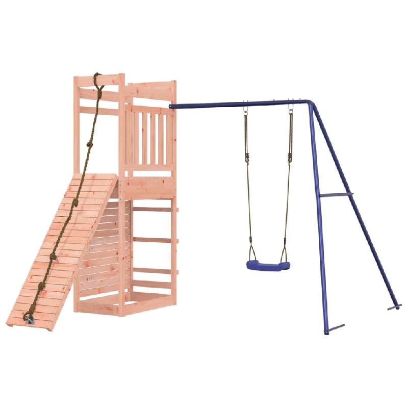 Aire de jeux d'extérieur en bois massif de Douglas - Balançoires, toboggan, portiques robustes - 246 x 256 x 207 cm - Réf. 02_0004760_0