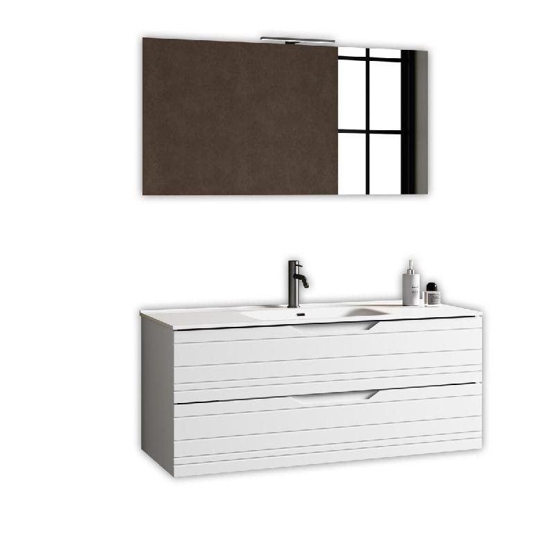 AQA Design Composition de salle de bain en MDF 4 pièces SOLMIRA blanc mat L.121 P.46,5 H.190 MPSO39-O1 - blanc Bois manufacturé MPSO39-O1_0