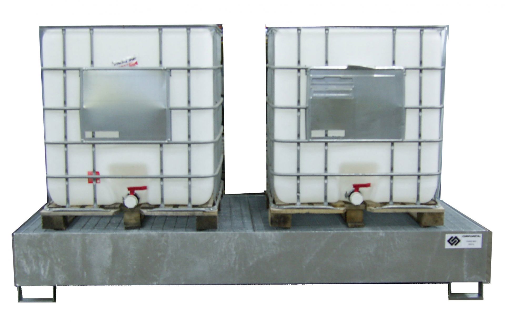 Bac de rétention avec caillebotis en acier galvanisé à chaud pour le stockage de conteneur de 1000 L_0