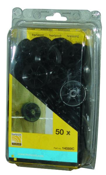 BOX DE 50 POULIES D'ANGLE NOIR AVEC CLOU