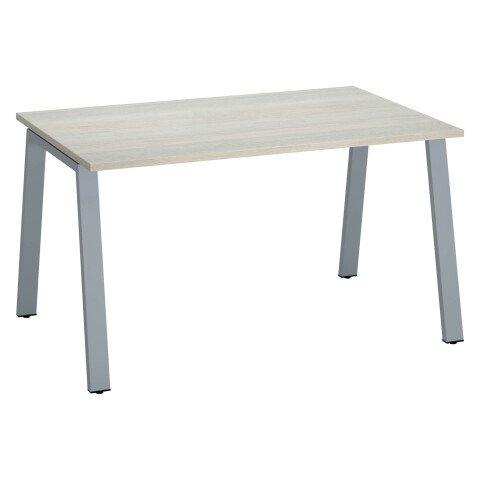 BUREAU DROIT ECLA CHÊNE GRIS L 140 X P 80 CM PIÈTEMENT MÉTAL FINITION ALUMINIUM