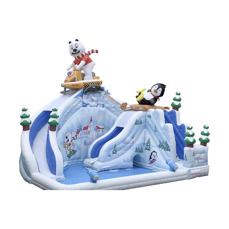 Château gonflable Glisses enneigées - Réf. NOEL15-CH - Structure de Noël féérique 7,6x6,3x6,8 m_0