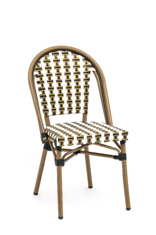 Chaise de terrasse concorde - tressage doré noir blanc_0