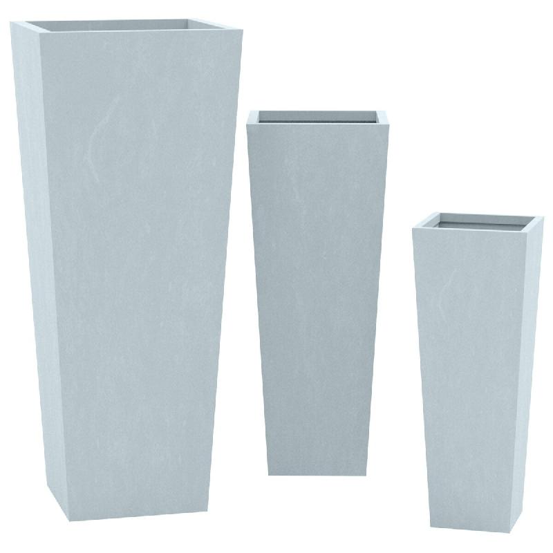 Décoshop26 - Lot de 3 pots de fleurs résistants aux intempéries – Argile fibreuse gris 10_0007959 - 3000266398146_0