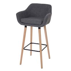 Décoshop26 - Tabouret de bar chaise de comptoir x1 avec repose-pieds en tissu gris style scandinave 04_0005300 - gris 3000132032693_0