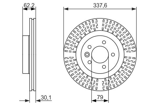 Disque de frein ventilé Bosch 0986479705 - Avant - 5 trous - 30mm_0