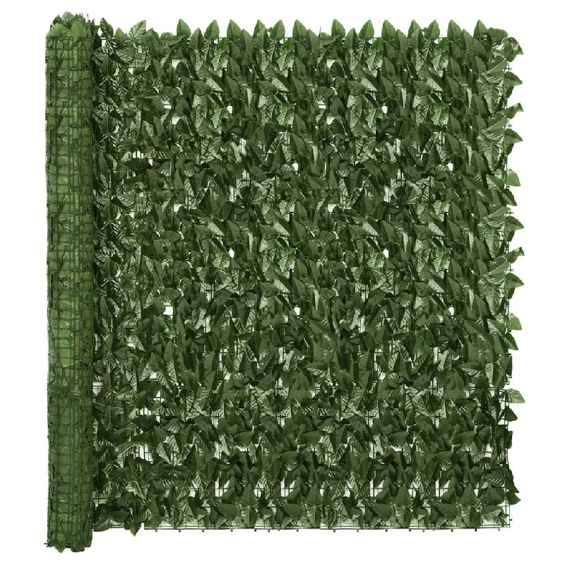 Écran de balcon brise-vue - protection confidentialité avec feuilles vert foncé 600 x 150 cm - 02_0010012_0