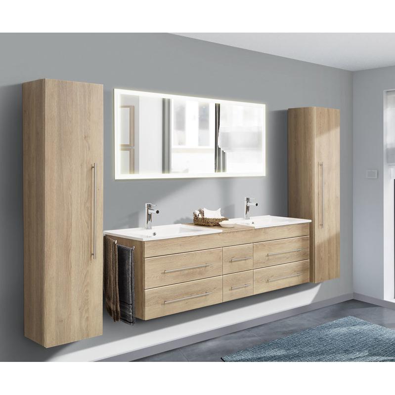 Emotion Ensemble Meuble De Sdb Roma Xl 4 Piece Incl Miroir Led En Decor Chene Comparer Les Prix De Emotion Ensemble Meuble De Sdb Roma Xl 4 Piece Incl Miroir