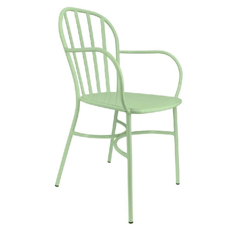 Fauteuil d'extérieur empilable Biscarosse en aluminium vert d'eau_0