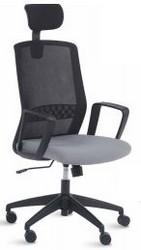 Fauteuil ergonomique en maille et tissu Scott noir - accoudoirs fixes, dossier basculant, soutien lombaire réglable_0