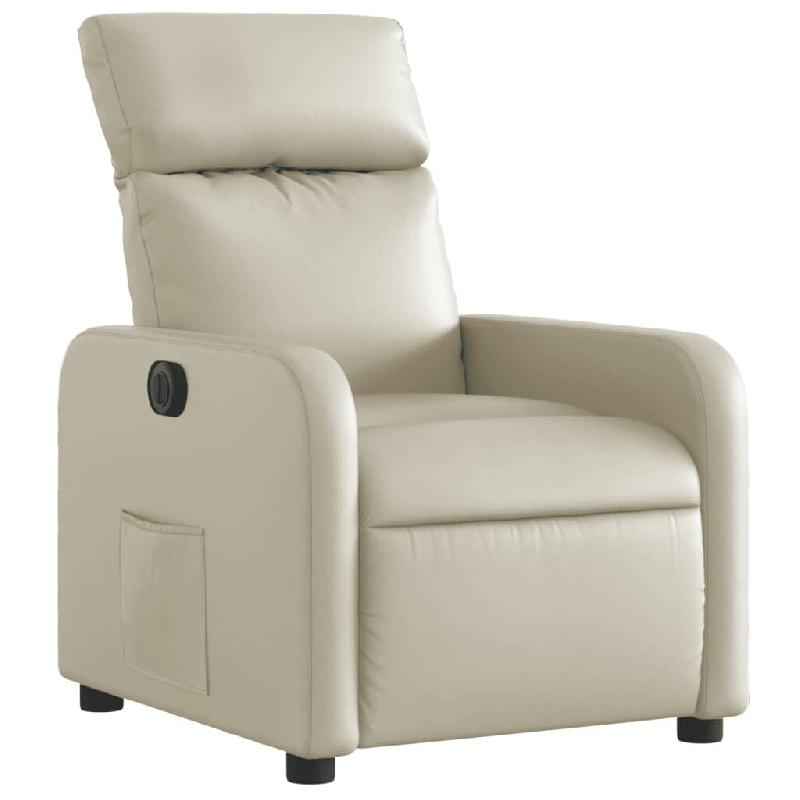Fauteuil inclinable électrique Crème Similicuir Modèle Hervessa - 8721012219656_0