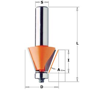 FRAISE À CHANFREINER CMT - ANGLE 22,5°  - QUEUE DE 12 MM AVEC ROULEMENT