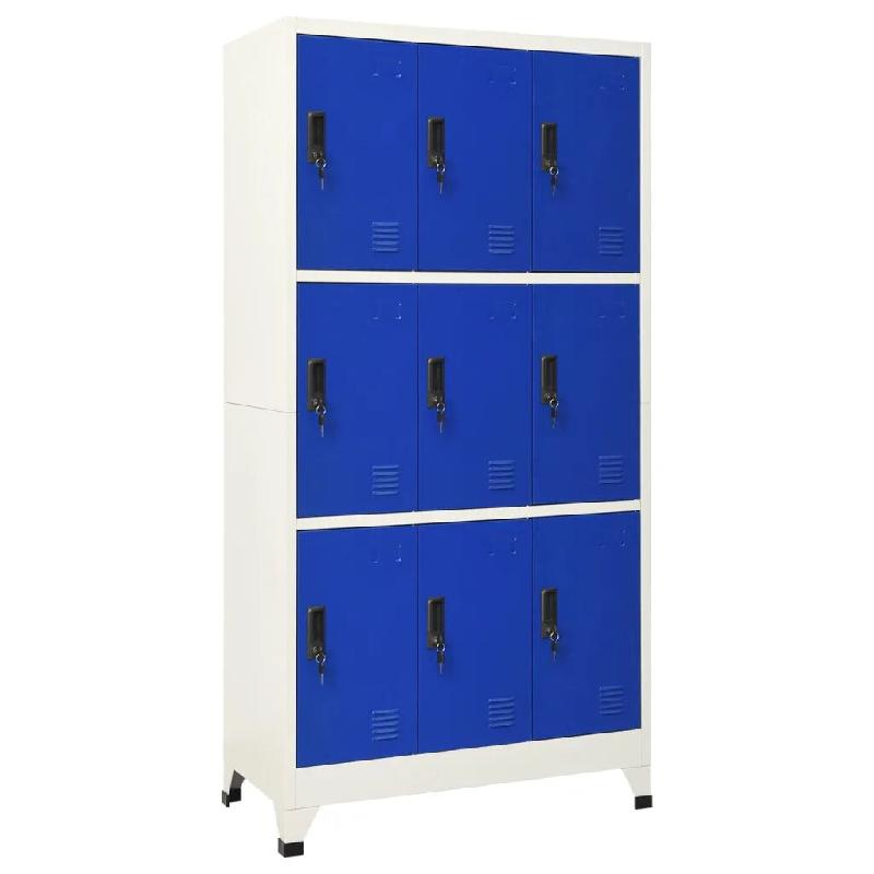 Helloshop26 - Armoire à casiers moderne 90 x 45 x 180 cm avec 9 portes verrouillables bureau en acier gris 02_0047022 - gris acier 3000234551726_0