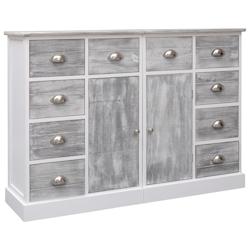 HELLOSHOP26 - Buffet bahut commode en bois gris avec 10 tiroirs et 2 placards - 113 x 30 x 79 cm_0