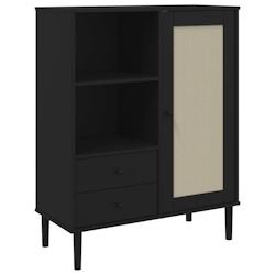 Helloshop26 - Buffet bahut commode armoire meuble de rangement organisateur cuisine salle de séjour salon aspect rotin 90 x 40 x 02_0036241 - 3000212_0