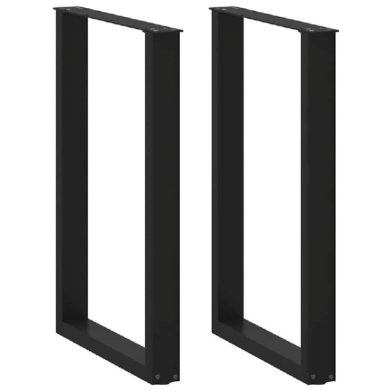 Helloshop26 - Lot de 2 pieds de table de bar en U 60 x 90-91 cm design moderne avec niveleurs pratiques en acier noir 02_0057464 - noir acier 30002400_0