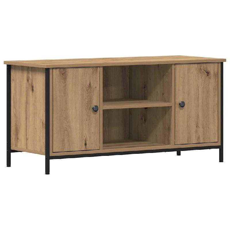 Helloshop26 - Meuble TV rectangulaire moderne avec étagères 100 x 40 x 50 cm en bois d'ingénierie chêne artisanal 02_0051821 - Bois massif 3000237_0