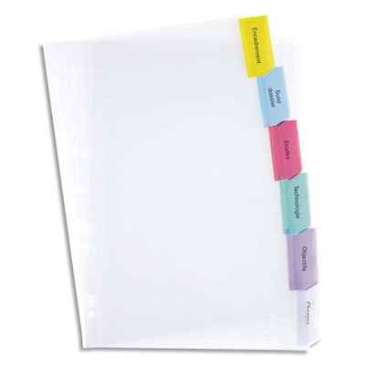 INTERCALAIRES A ONGLETS COLORES - POLYPROPYLENE 14/100E - JEU DE 6
