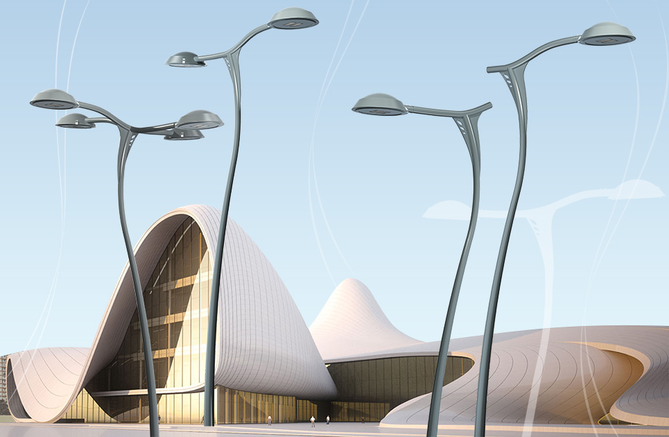 Lampadaire urbain confluence / led / en acier galvanisé thermolaqué_1