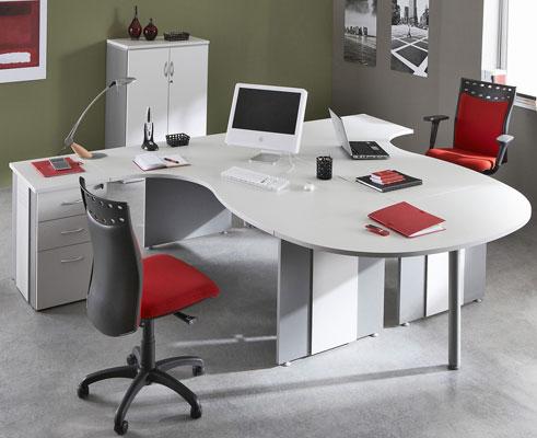 BUREAU ASYMÉTRIQUE PIED PANNEAU À GAUCHE 160 HÊTRE/ANTHRACITE - MANUTAN COLLECTIVITÉS