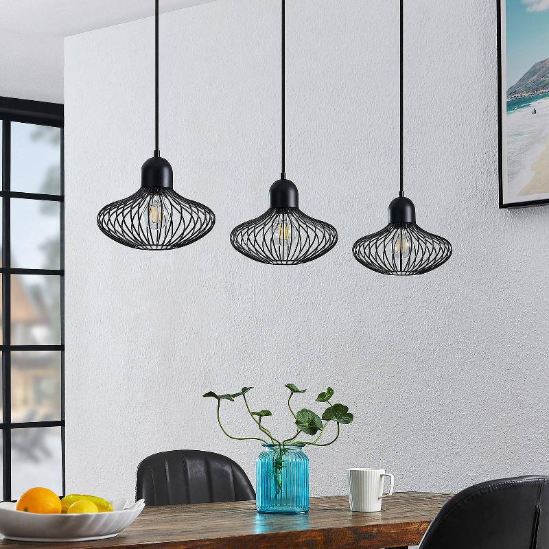 LINDBY JUSTINOS SUSPENSION À TROIS LAMPES, NOIR