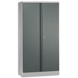 MT INTERNATIONAL - Armoire haute gris clair avec portes anthracite - 3 tablettes amovibles - 91,4x180,6x45,7 cm_0