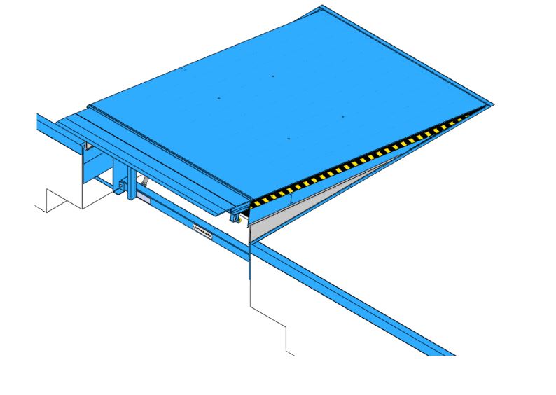 Niveleur de quai électro-hydraulique à lèvre télescopique, norme Européenne EN 1398 et possède le marquage CE - GPT_0