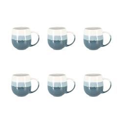 Novastyl - Lot De 6 Mugs Rita Bleu 44cl En Gres - 3256391026335_0