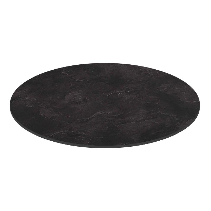Oviala Business Plateau de table ronde 60 cm 4 places ardoise - noir métal 114927_0