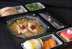 Plateau repas jetable - 5 alvéoles avec assiettes micro-ondables - système de fermeture breveté - 100% recyclable_0