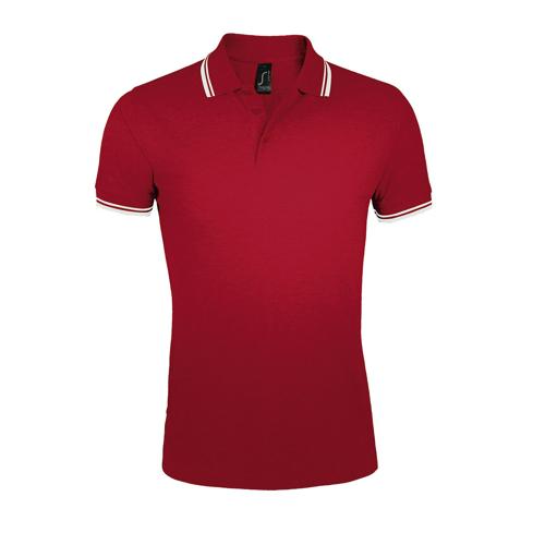 POLO PERSONNALISABLE HOMME EN COTON PEIGNÉ ROUGE/BLANC