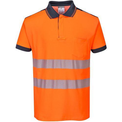 POLO HAUTE VISIBILITÉ PW3 MANCHE COURTE T180 BLEU/ORANGE 3XL - PORTWEST