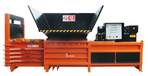Presse à balles hydraulique GV450HFE-PC - 60 tonnes de compaction, porte guillotine et liage horizontal_0
