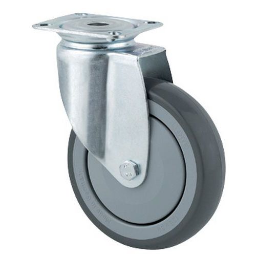 ROULETTE PIVOTANTE AVEC PLAQUE FORCE:100 KG H HT:160 MM - TENTE