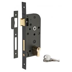 Serrure encastrable à cylindre pour porte d'entrée, axe 40mm, bouts carrés, cylindre 30x30mm, noir, 3 clés - THIRARD - noir 3150260801040_0