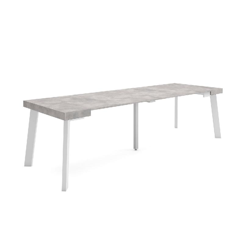 SKRAUT HOME Table console extensible, 260, Pour 12 personnes, Pieds en bois, Ciment - gris Bois manufacturé 387_18_0