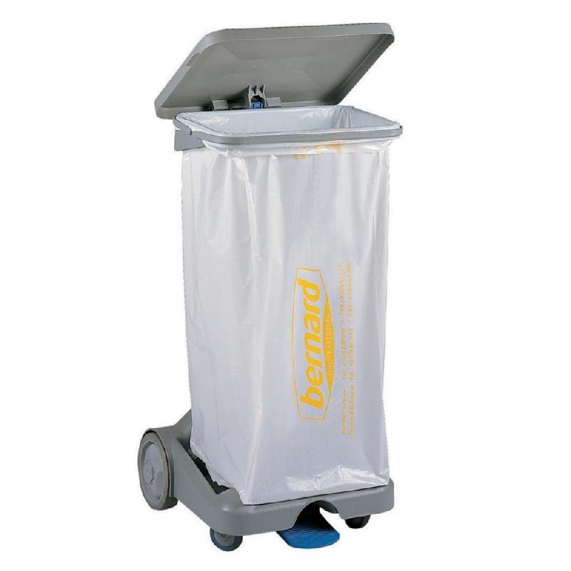 SUPPORT SAC POUBELLE D'INTÉRIEUR 4 ROUES À PÉDALE GRIS AVEC COUVERCLE 110 L