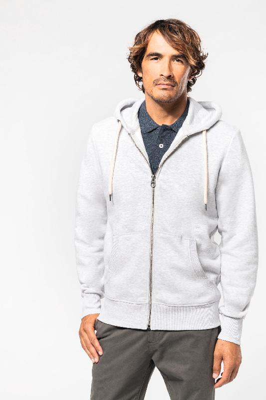 Sweat-shirt zippé à capuche homme - Vintage - Réf: KV2306 - Kariban - Molleton gratté et toucher peau de pêche_0