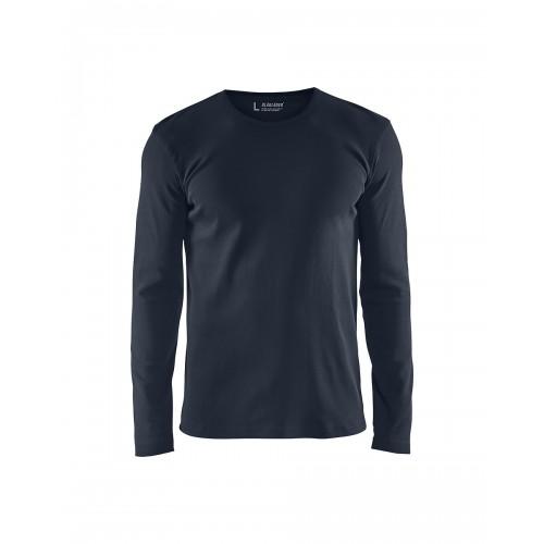 T-SHIRT DE TRAVAIL CÔTELÉ UNI À MANCHES LONGUES 3314 - BLEU MARINE FONCÉ - XS BLAKLADER