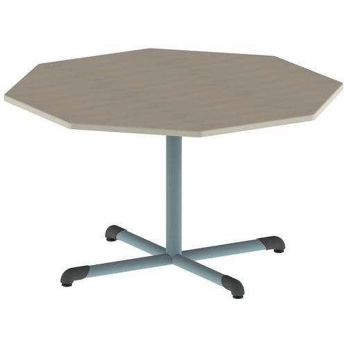 TABLE BANDANA OCT Ø120 T5 PC STR POLY. ÉRABLE G. BEIGE/LAGON - MOBIDECOR