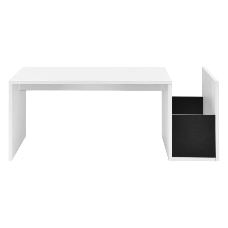 Table basse pour salon - meuble stylé 90 cm blanc et noir avec compartiment de rangement - 03_0006166_0