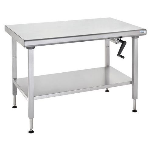 TABLE CENTRALE À HAUTEUR RÉGLABLE ERGONOMIX AVEC ÉTAGÈRE 700X1600 MM - TOURNUS EQUIPEMENT