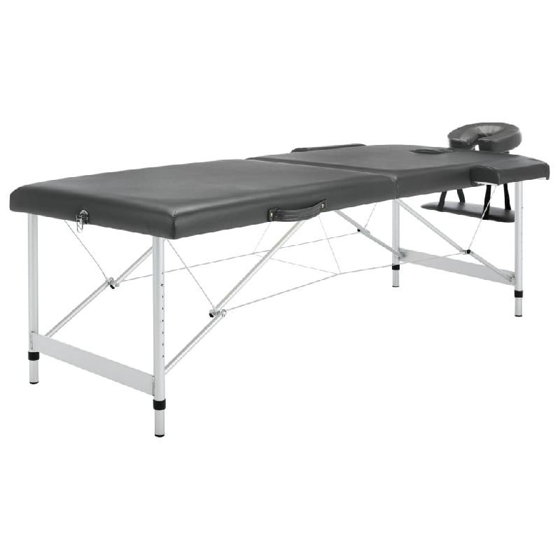 Table de massage pliable 2 zones - cadre en aluminium - 186 x 68 cm - anthracite - modèle 02_0001797_0