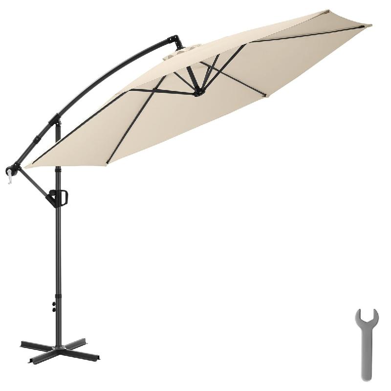 TecTake GmbH tectake Parasol à pied déporté Artemis, pivotant à 360°, 3,5 x 3,5 m  Beige - beige acier 406535_0