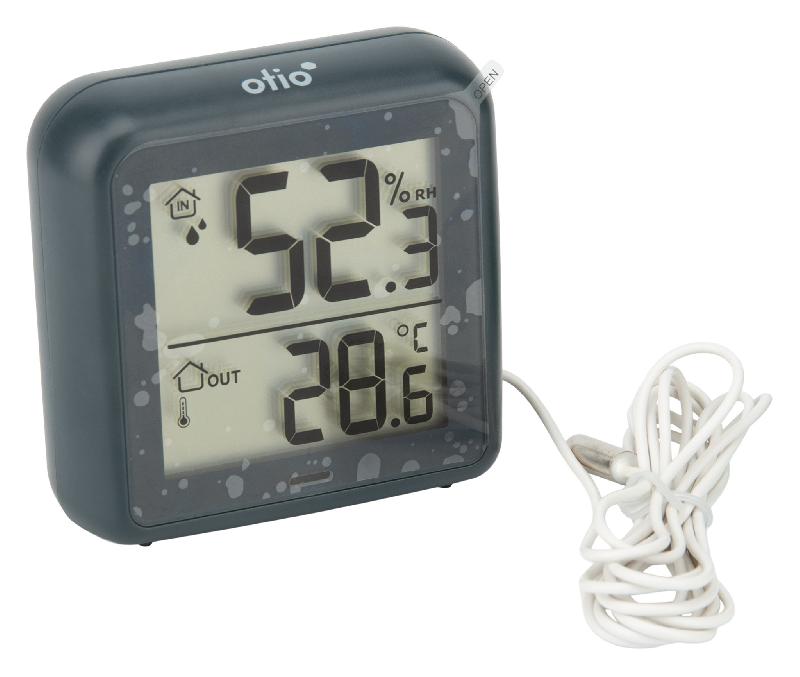 Thermomètre-hygromètre à sonde filaire gris anthracite - Design élégant - Otio_0