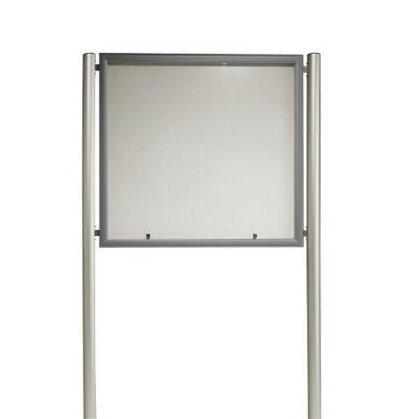 Vitrine d'extérieur sur pied à visser - cadre gris - 9 x A4 - 2 serrures - étanche_0