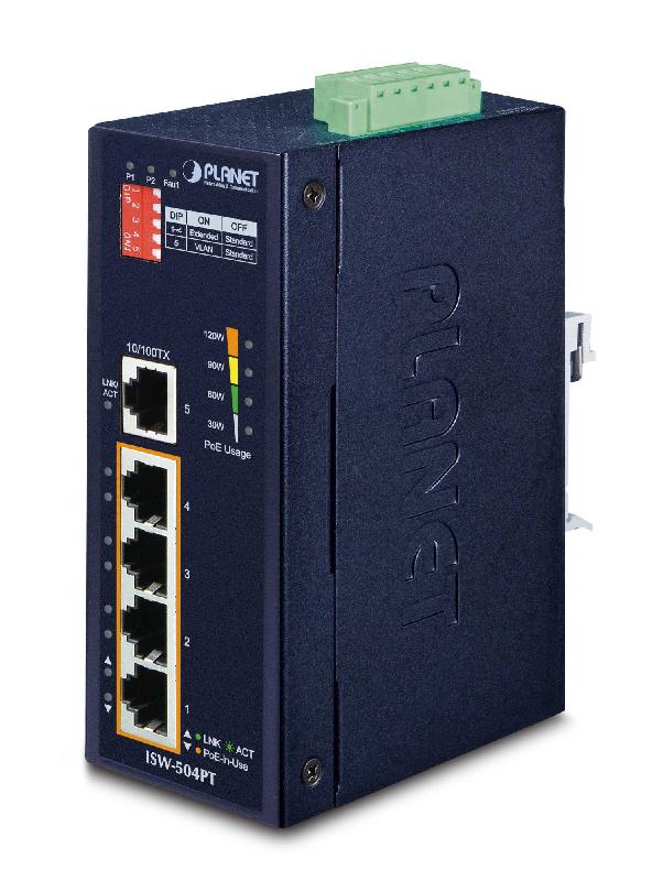 PLANET ISW-504PT - Commutateur réseau non-géré L2 Fast Ethernet (10/100) avec 5 ports RJ-45 et PoE_0